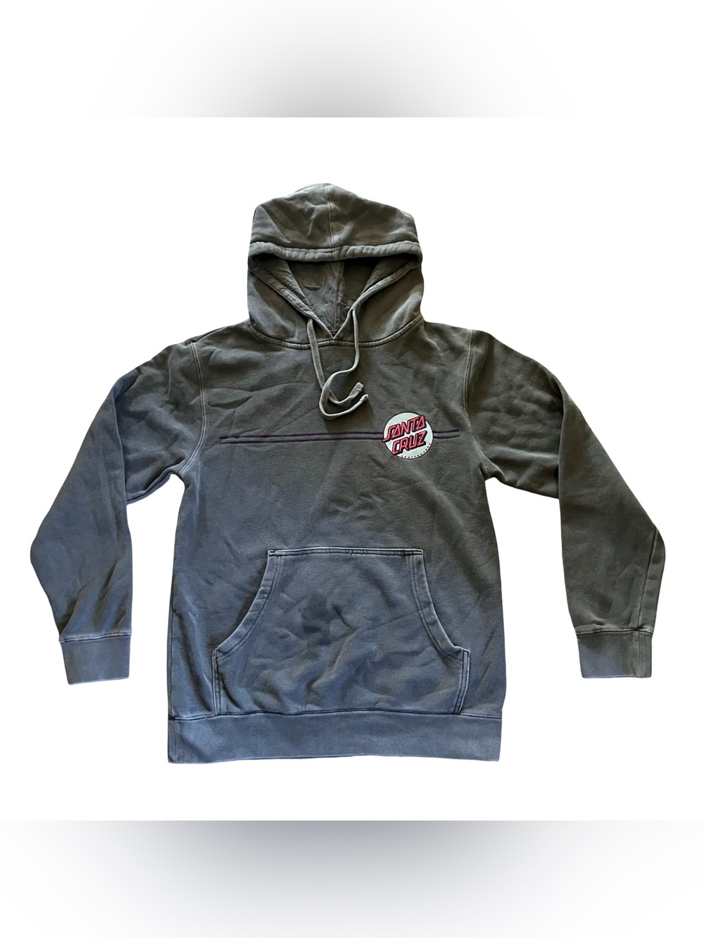 Santa Cruz Skateboards Hoodie Small Vintage Gray Sun Faded Distressed Stained
